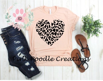 Leopard Heart T-Shirt: Soft Cotton Women's Tee