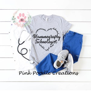 Mammography Technologist Ultrasound Tech Tee | Healthcare Professional Mammogram Breast Cancer Awareness