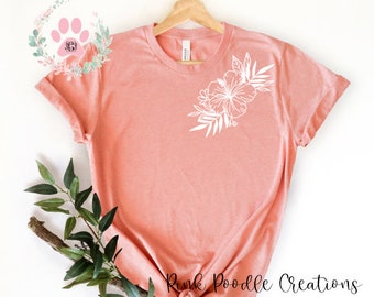 Hibiscus Flower Graphic T-Shirt: Summer Women's Top