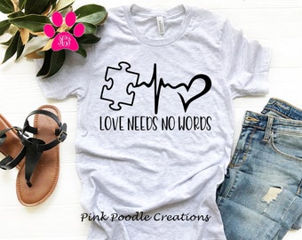 Camiseta de apoyo no verbal para la concientización sobre el autismo / Regalo familiar para el Mes del Autismo / Camiseta Bella Canvas