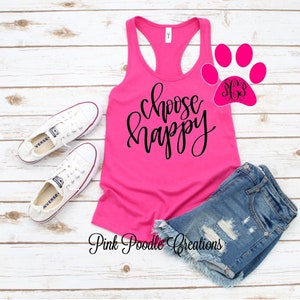 Choose Happy Racerback Tank: Cotton Blend Women's Top