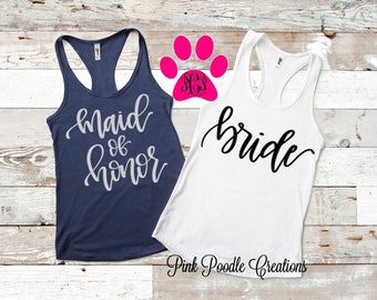 Bridesmaid Shirts, Bachelorette Party Shirts, Getting Ready Shirt, Wedding Party Shirts, Bridesmaid Tank Tops, Bride, Maid of Honor