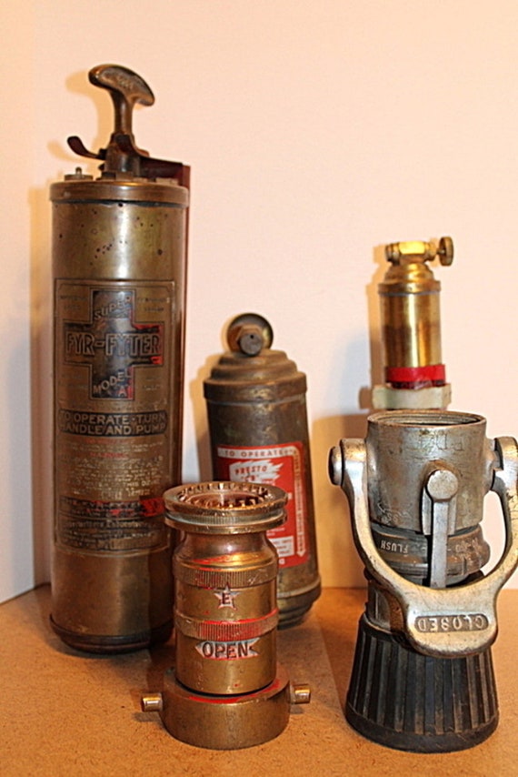 Antique Vintage 5piece Fire Nozzles & Extinguisher Lot Etsy