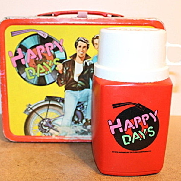 1970's Happy Days Metal Lunchbox w/Thermos, Vintage