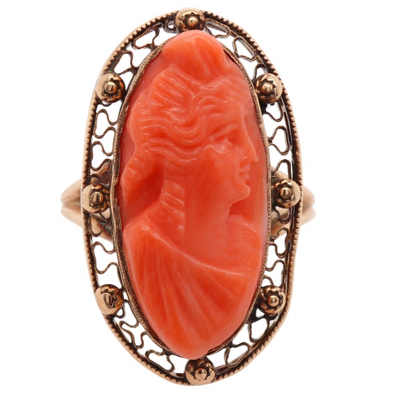 Antique Victorian Ring - Coral Cameo