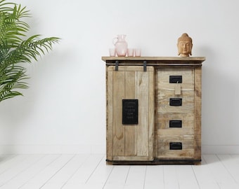 Rustic wood & Iron storage cabinet: Industrial Sideboard, Reclaimed Wood