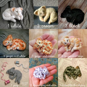 Cat Lover Gift, Sleeping Cat, Striped Cat Brooch, Knit Brooch, Stuff Min Pin Cat, Gray Lie Cat Pin, Min Pin Gift, Mini Stuffed Cats image 8