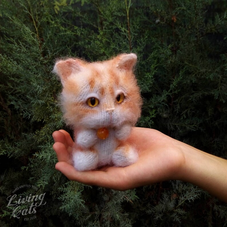 Soft toy ginger cat knit animal red cat plushie stuffed Etsy