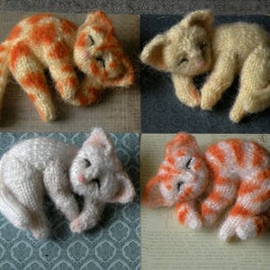 Cat Lover Gift, Sleeping Cat, Striped Cat Brooch, Knit Brooch, Stuff Min Pin Cat, Gray Lie Cat Pin, Min Pin Gift, Mini Stuffed Cats image 6