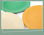 Set of 3 Fiestaware Dinner Plates 1940s - 1950s Genuine Homer Laughlin 9 1 2 quot Plates Mid Century Vintage Ceramic