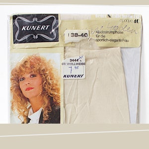 Light Pastel Cream White Nylons | Kunert Wollweiss | Size 38 - 40 | Size US 8 - 10 | 20 Denier | 1980s | Mod | Swinging Sixties