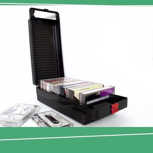 Estojo para transporte de fita cassete musical | por Tontarelli | Armazenamento de fitas cassete de música | Suporte para cassetes | década de 1980 | Plástico Vintage
