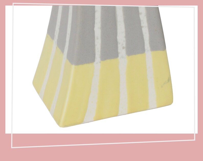 Vintage Ikea Vase Gray Yellow and White Striped Ceramic Objects 1990s