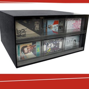 Black Modular Cassette Box with Drawers | Music Cassette Holder | 1980s | Mid-Modern | Record Storage | Vintage Plastic