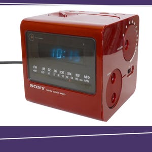 Vintage Sony Alarm Clock Radio| Type ICF-C11W | early 1980s | Burgudy Red Vintage Clock | Vintage Plastic