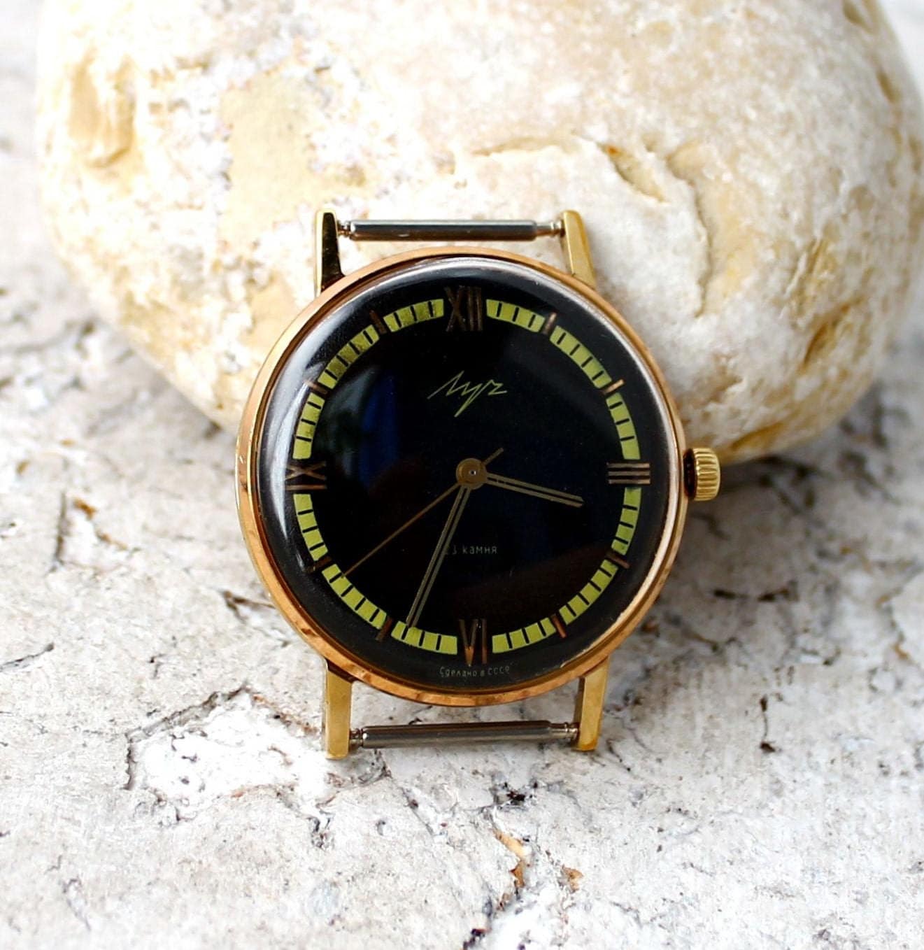 ヴィンテージ ルーチ ソ連 メンズ腕時計：金メッキ、23石、キャリバー