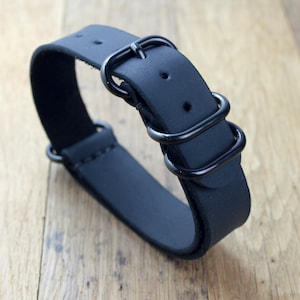 Black  strap | Leather Watch Strap | Black Watch Strap | Genuine Leather Band | Leather Watch 16 mm 18 mm 20 mm
