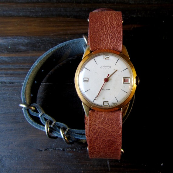 Wostok | Vostok AU | mens wrist watch | gold plate
