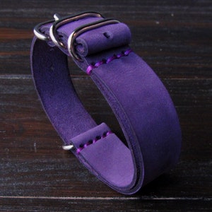 Violet  strap | Leather Watch Strap | Violet Watch Strap | Genuine Leather Band | Leather Watch 16 mm 18 mm 20 mm