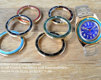 The Thorn Vostok Gold Bezel Watch Custom Bezels Amphibia Komandirskie  Stainless Steel+Insert Vostok Watch Bezel