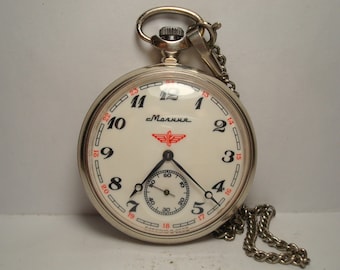 Molnija Pocket Watch: 1992 Chistopol Vintage USSR Men's Watch