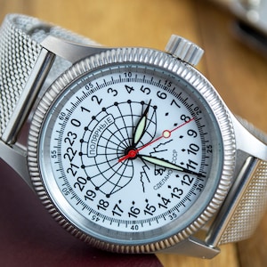 Men&#39;s Vintage Watch | Raketa Polar Watch | 24 hour Watch | Rocket Watch | Analog Watch | Watch Gift | Gift for Men | Mens gift