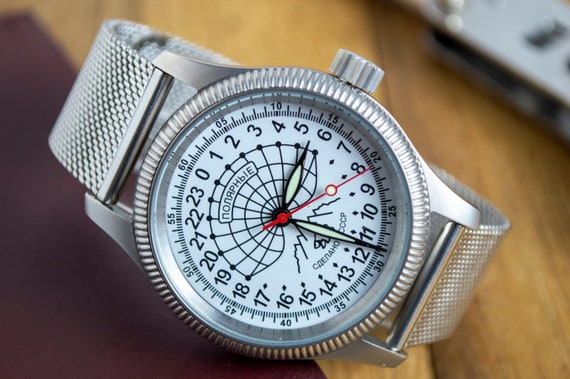 Vintage Raketa Silver and Black Watch Russian Soviet Unique Watch READ A Review of the Redesigned Raketa Russian Code Watch – An  main image 2