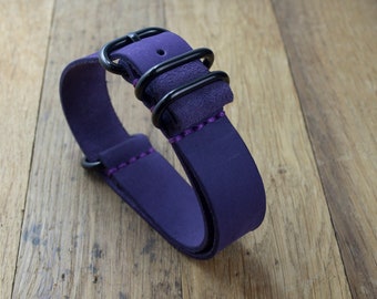 Violet  strap | Leather Watch Strap | Violet Watch Strap | Genuine Leather Band | Leather Watch 16 mm 18 mm 20 mm