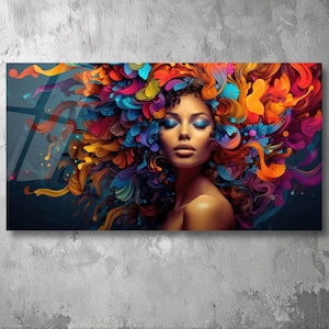Vibrant Abstract Portrait - UV Acrylic Print on Canvas | Multicolor Art Decor for Home or Office