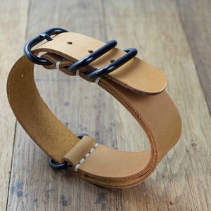 Brown Leather Watch Strap: Hand Stitched Band (16mm 18mm 20mm)