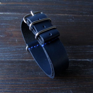 BLUE Night  strap |  strap | Leather Watch Strap | Black Watch Strap | Genuine Leather Band | Leather Watch 16 mm 18 mm 20 mm 22