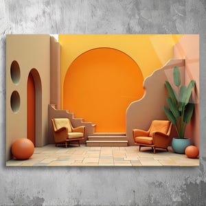 Retro Vintage 1970s Style | Mid-Century Modern Earthy Tones | UV Print on Acrylic Plexiglas | Interior Wall Art