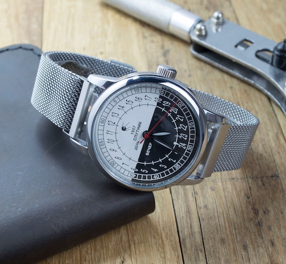 Men s Vintage Watch Sputnik Watch Rare Watch 24 Hours Watch Analog Watch Raketa Day Night Watch Gift Gift for Men Etsy