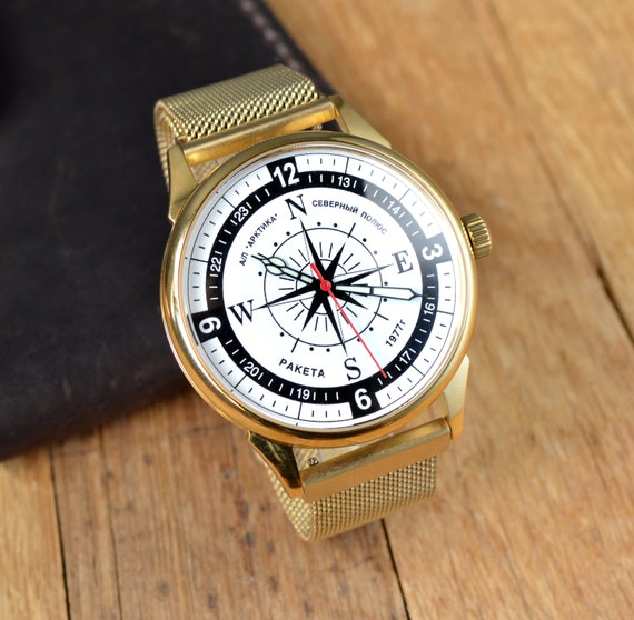 Men's Vintage Watch | Raketa Watch | Soviet Watch | Raketa North Pole | Analog Watch | Rocket wrist Watch | Watch Gift | Gift for Men |
