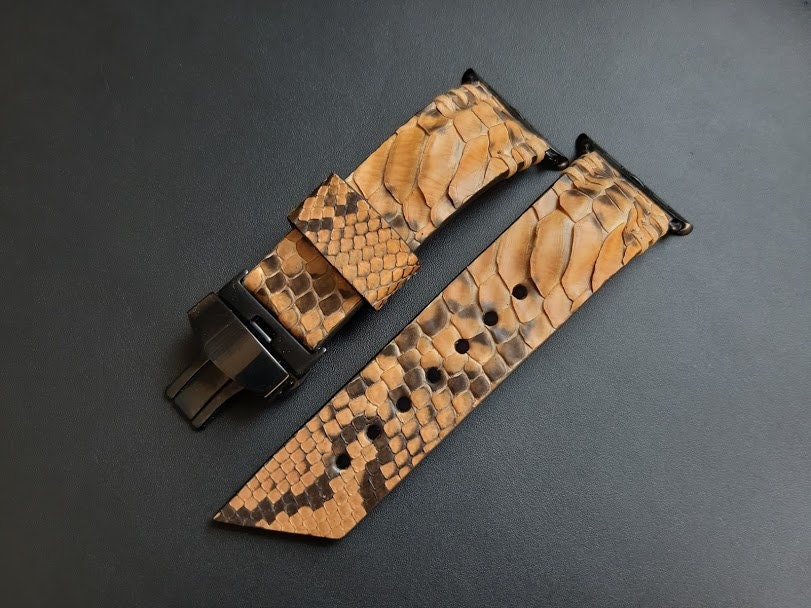 Apple Watch strap Genuine Python band leather Watch Series | Etsy