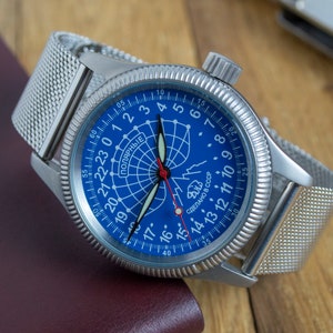 Men&#39;s Vintage Watch | Raketa Polar Watch | 24 hour Watch | Rocket Watch | Analog Watch | Watch Gift | Gift for Men | Mens gift