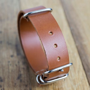Mochaccino Leather Watch Strap: Hand Stitched Band, Silver Buckle