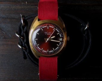 Montre vintage pour homme | Montre Poljot | Montre soviétique | Montre plaquée or | Montre analogique | 17 bijoux | Cadeau montre | Cadeau pour homme | Cadeau homme |