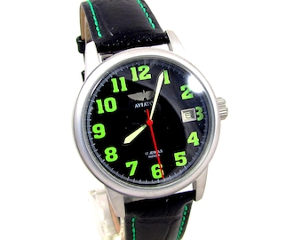 Relógio Vintage Masculino | Relógio Poljot | Relógio Soviético | Relógio Aviador | Relógio Mecânico | Relógio Calendário | Presente de Relógio | Presente para Homens | Vintage