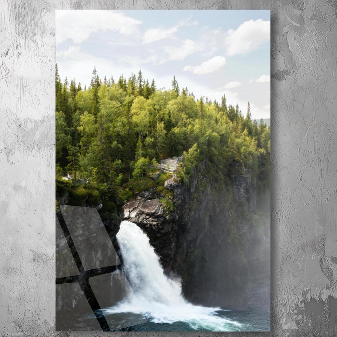 Acrylic Wall Art |  Beautiful Waterfall Print | UV Glass-Like Modern Decor for Home or Office I 3D painting
