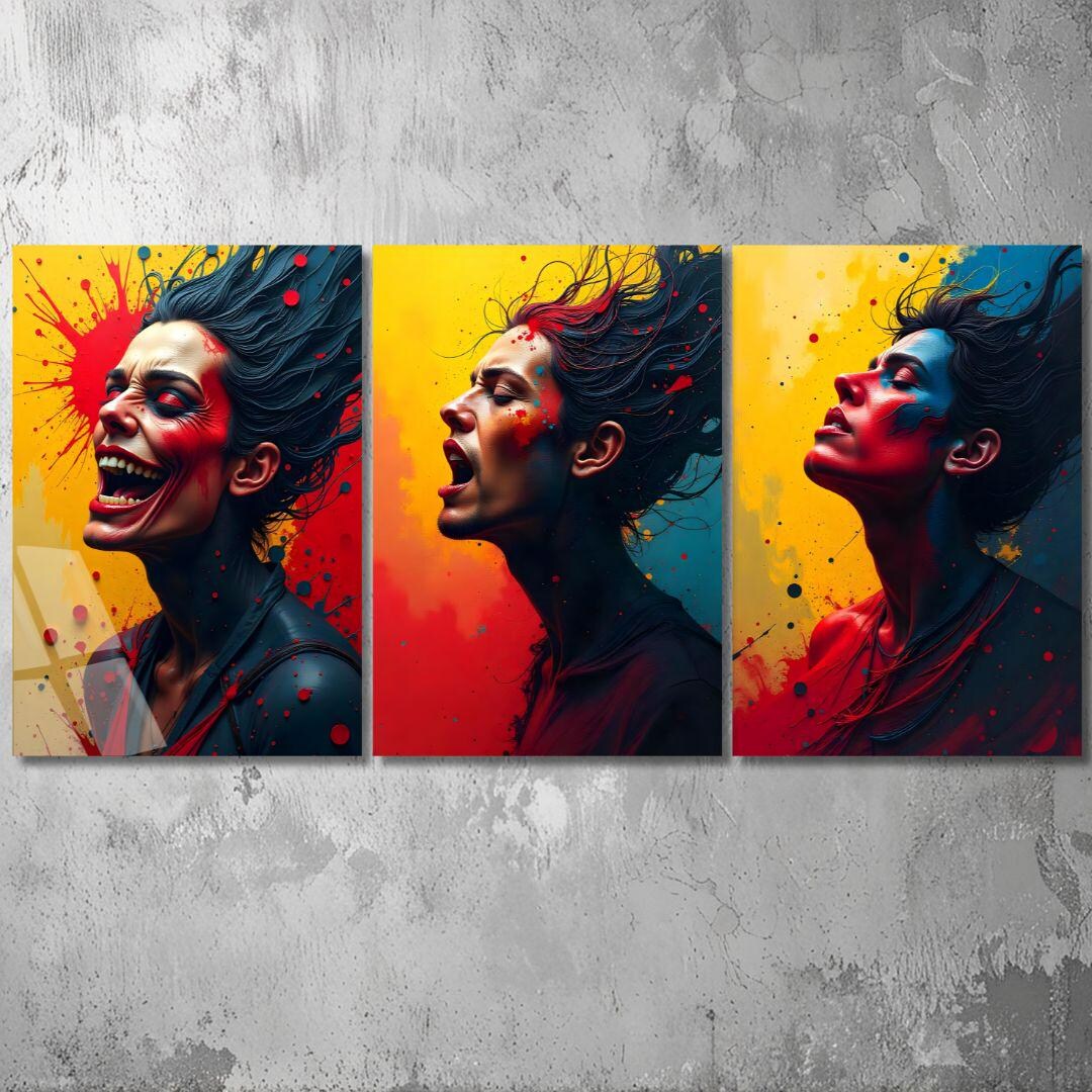 Abstract Collage Art Faces of Women mood cycle, Healing of the soul