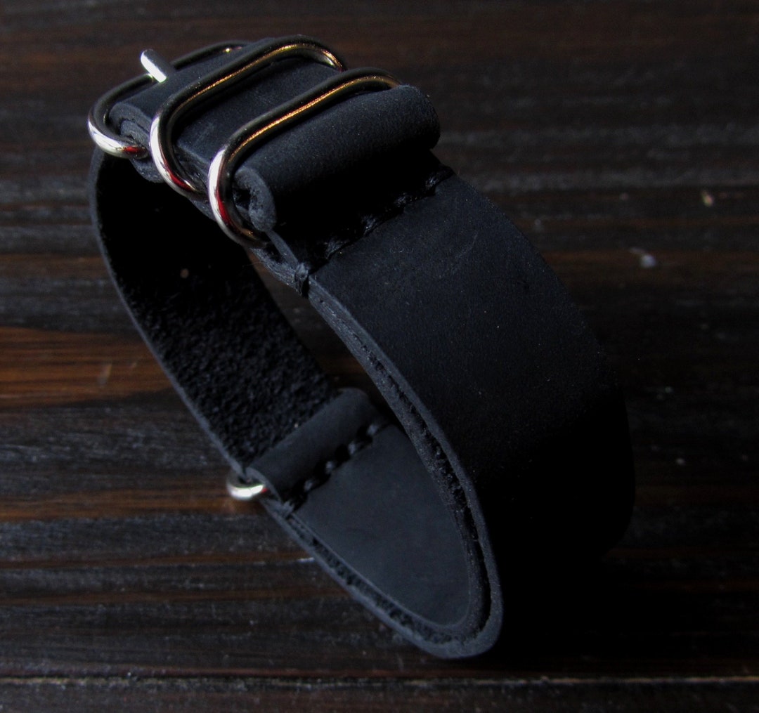 Black ZULU Strap Leather Watch Strap Black Watch Strap Genuine Leather Band Leather Watch 16 Mm 18 Mm 20 Mm 22 Etsy Canada