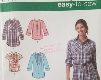 Simplicity 2447 Misses Shirts pattern Size 6-8-10-12-14 UNCUT