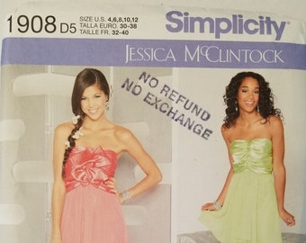 Simplicity 1908 Ladies Evening Gown Sizes 4-6-8-10-12 UNCUT