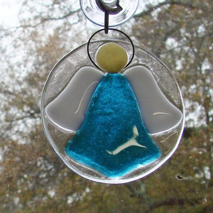 Türkis Blauer Engel Handgemachte Fused Glass Sun Catcher Weihnachtsschmuck