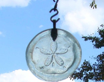 Sand Dollar Upcycled Glass Coke Bottle Bottom Handmade Ornament Sun Catcher