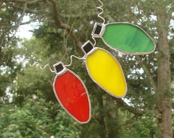 Handmade Stained Glass Christmas Tree Bulbs Ornament