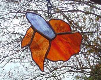 Handmade Betta Fish Red Purple Siamese Fighting Fish Stained Glass Ornament Sun Catcher