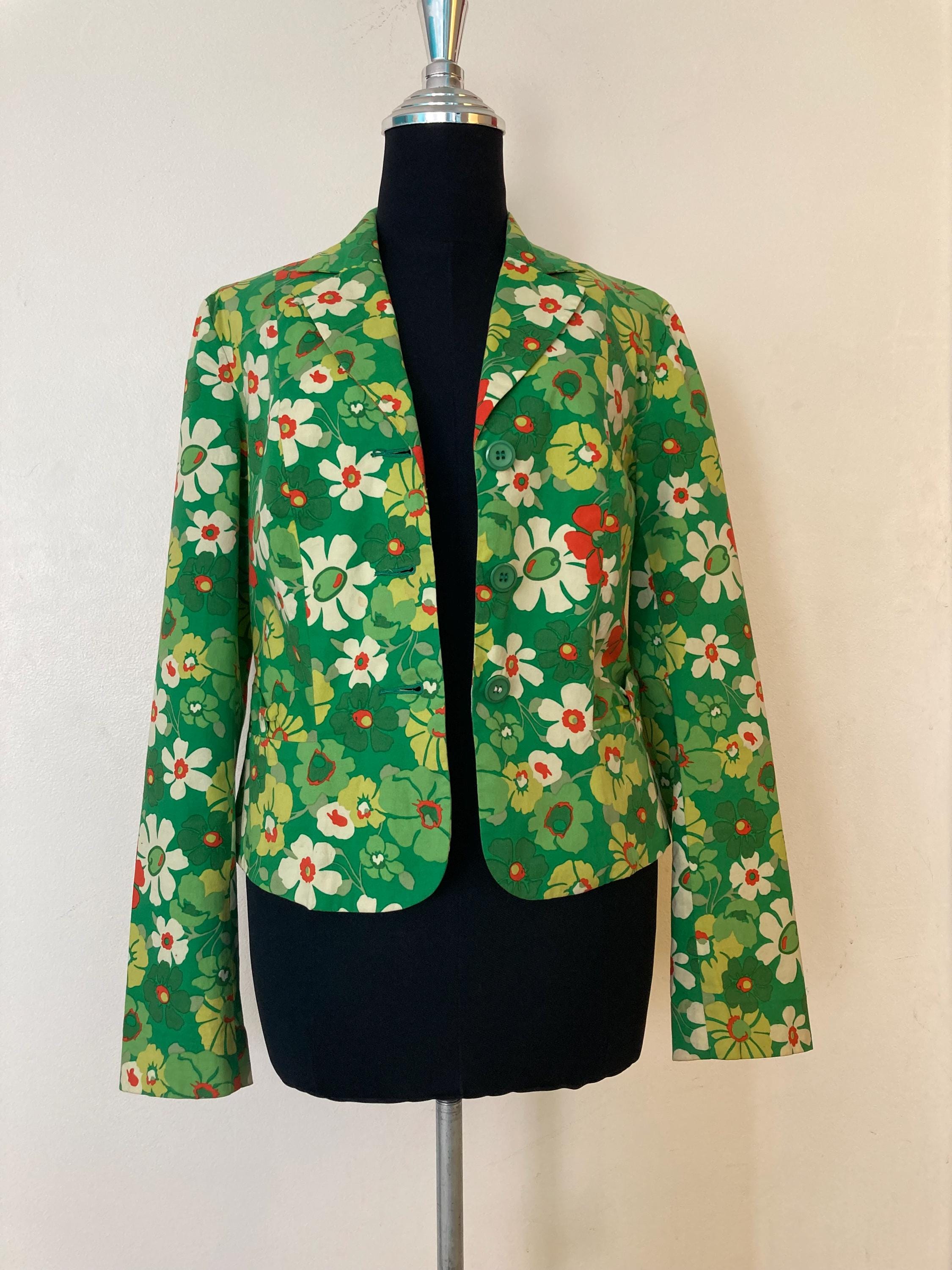 【Vintage】flower jacket Vintage Cotton Floral Print Jacket - Etsy