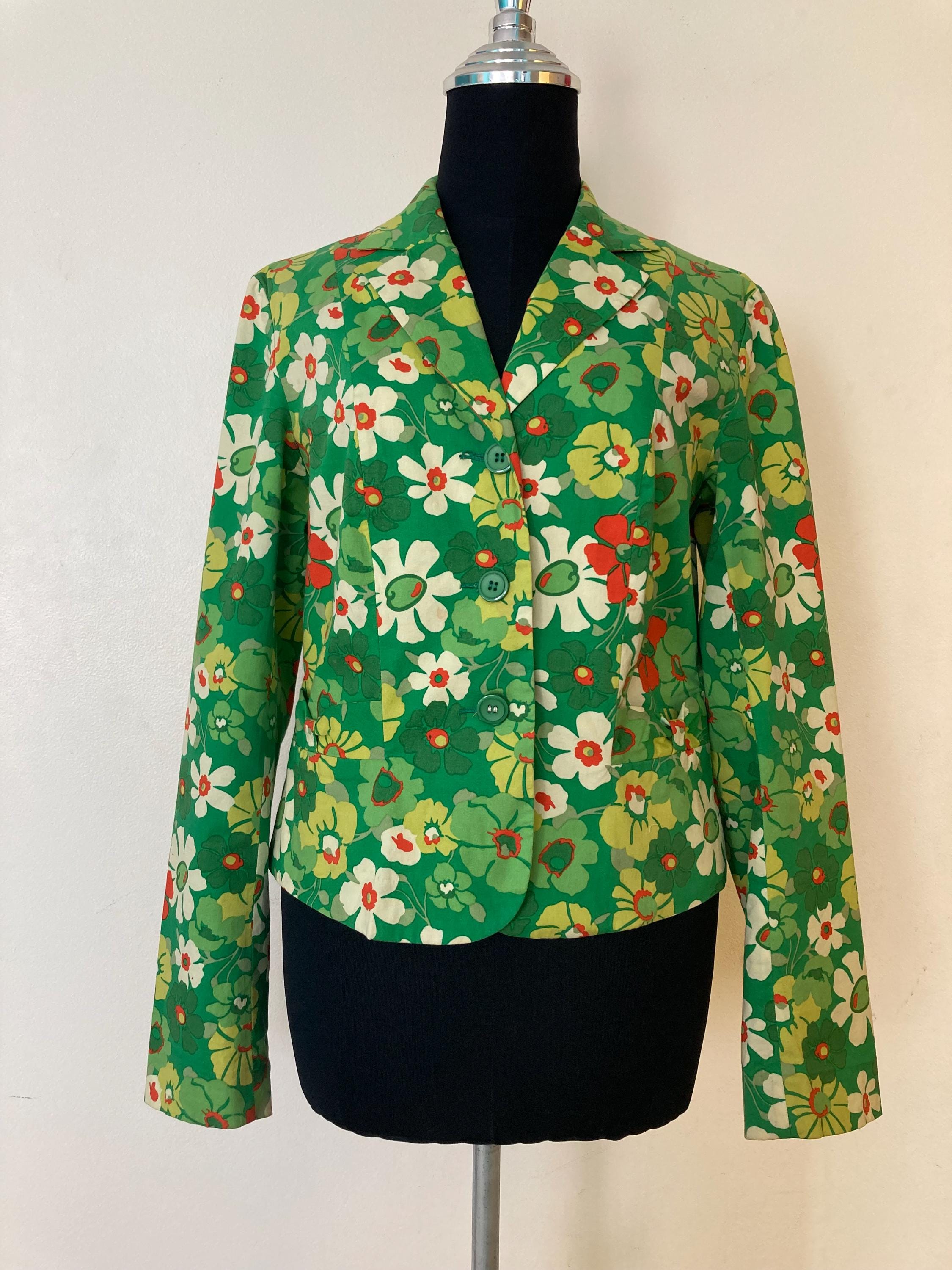【Vintage】flower jacket Vintage Cotton Floral Print Jacket - Etsy